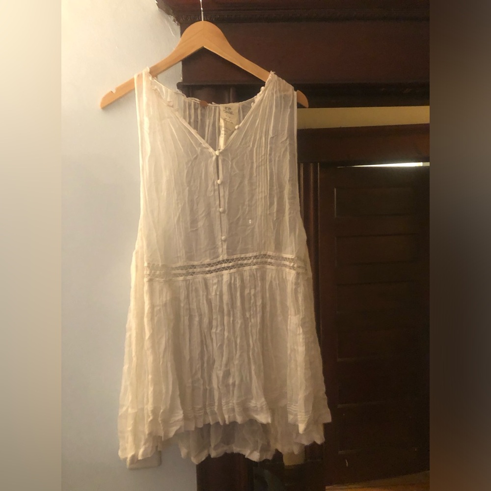 Free people Lightweight Cream Sleeveless Tunic Top